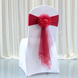 50pcs Organza Chair Sashes Elastic Chair Back Flower Bow Tie Wedding Chair Knot for Wedding Party Decoration Hotel Supplies