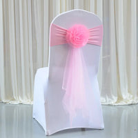 50pcs Organza Chair Sashes Elastic Chair Back Flower Bow Tie Wedding Chair Knot for Wedding Party Decoration Hotel Supplies