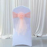 50pcs Organza Chair Sashes Elastic Chair Back Flower Bow Tie Wedding Chair Knot for Wedding Party Decoration Hotel Supplies