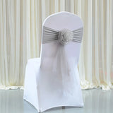 50pcs Organza Chair Sashes Elastic Chair Back Flower Bow Tie Wedding Chair Knot for Wedding Party Decoration Hotel Supplies