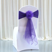 50pcs Organza Chair Sashes Elastic Chair Back Flower Bow Tie Wedding Chair Knot for Wedding Party Decoration Hotel Supplies