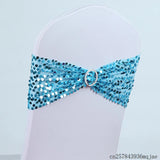 50pcs Sequin Chair Sash Lycra Spandex Sash Fit All Chairs with Round Buckle Party Hotel Wedding Decoration