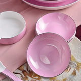 AOOKMIYA 52 Pcs Porcelain Bowl Tableware Set European-Style Household Ceramic Bone China Bowls Plates Pink Plate Set