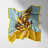 53cm Van Gogh Oil Painting Sunflower In Bottle Twill 100% Silk Scarf Women Square Scarves Shawls Foulard Bandana Hair Scarf