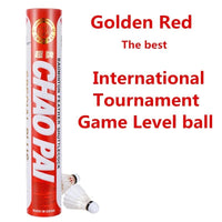 5tubes/lot Golden Red Chaopai Badminton Shuttlecock Top Grade Goose Feather International Tournament Ball Level Q8002-5SPB