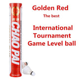 5tubes/lot Golden Red Chaopai Badminton Shuttlecock Top Grade Goose Feather International Tournament Ball Level Q8002-5SPB