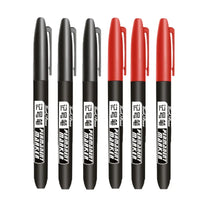 6 PCS Permanent Marker Pen Manga Drawing Markers Black Blue Red Waterproof Ink Sketch Pens Stationery Art School Supplies