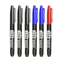 6 PCS Permanent Marker Pen Manga Drawing Markers Black Blue Red Waterproof Ink Sketch Pens Stationery Art School Supplies