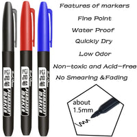 6 PCS Permanent Marker Pen Manga Drawing Markers Black Blue Red Waterproof Ink Sketch Pens Stationery Art School Supplies