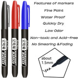 6 PCS Permanent Marker Pen Manga Drawing Markers Black Blue Red Waterproof Ink Sketch Pens Stationery Art School Supplies