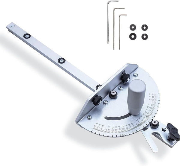 Precision Miter Gauge, Miter Gauge with 27 Angle Stops, Miter Fence with 45 Degree Angled Ends for Table Saw