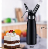 Whipped Cream Dispenser Professional Aluminum Culinary Canister Cream Whipper, Durable Stainless Steel Leak-Free Seals with 3 Decorating Nozzles Cream Foam Maker for Cake Dessert Coffee (500ml, Black)