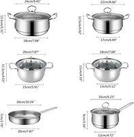 18 Pcs Stainless Steel Pots and Pan Set,Kitchen Cookware Sets,Stock Pot Steamer Set with Lids,Nonstick Cookware Set with Kitchen Utensils and Tools for Home Camp Cooking