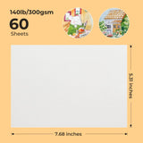 AOOKMIYA  Paul Rubens 60 Sheets Watercolor Paper, Cold Press 50% Cotton&140lb /300gsm Acid-Free Bulk White Paper for Artists, Students & Adults（7.68 * 5.31 inch）