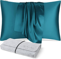 DISANGNI 100% Silk Pillow Cases 2 Packfor Hair and Skin,with Hidden Zipper 22 Momme Both Sides Pure Natural Mulberry Silk Real Silk Pillow Case (2 pc Standard Size 20"x26" Green)