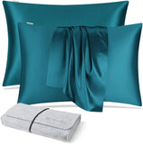 DISANGNI 100% Silk Pillow Cases 2 Packfor Hair and Skin,with Hidden Zipper 22 Momme Both Sides Pure Natural Mulberry Silk Real Silk Pillow Case (2 pc Standard Size 20"x26" Green)