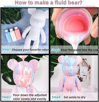 DIY Painting Fluid Bear Teddy Bear Violent Bear Gloomy Bear Painting Kit Set Creative Home Decorations Handmade Doll Figurine Toys Gift for Birthday Valentines (9.05 inch, Purple+White+Pink)