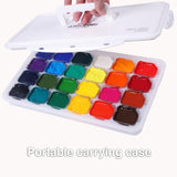 Gouache Paint Set, 24 Colors x 30ml Unique Jelly Cup Design in a Carrying Case, Gouache Opaque Watercolor Painting Perfect Art Supplies for Artists, Students, and Kids