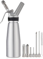 Professional Whipped Cream Dispenser, Durable Metal Cream Whippers, Whipped Cream Maker Canister, Compatible with All Brands of 8-Gram N2O Cartridges- Not Included (Aluminum)