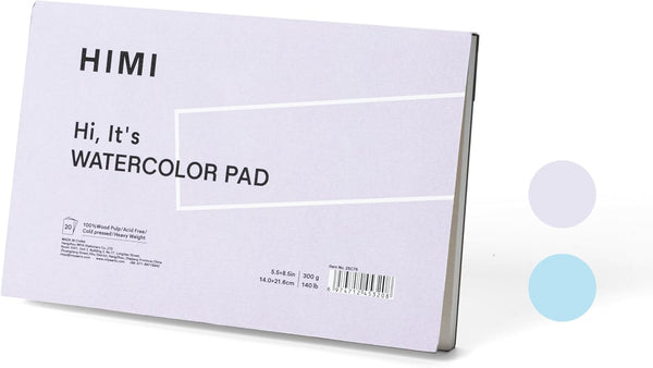 HIMI Watercolor Paper Pad, 5.5x8.5", 50 Sheet Mixed Paper Pad, Painting, Watercolor, Mixed Media and Ink Sketchbook for Adult Student Beginner, Art Supplies Paint Pad Gift (Purple)