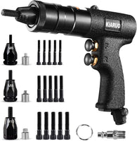 KIARUO Pneumatic Rivet Nut Gun M4,M5,M6 with Replacement Mandrels, RPM 1500 Industrial Grade Pull Rivnut Gun MODEI:LM08 Button Switch