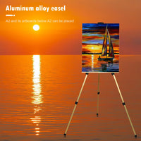 AOOKMIYA 63 inch Aluminum Alloy Tripod Display Bracket Folding Telescopic Studio Painting Easel for Outdoor Travelling Accessories