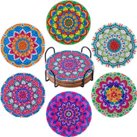 6pc/sets Diamond Painting Coasters Kits with Holder Mandala Diamond Art Kits For Adults Kids Home Decors