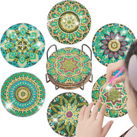 6pc/sets Diamond Painting Coasters Kits with Holder Mandala Diamond Art Kits For Adults Kids Home Decors