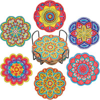 6pc/sets Diamond Painting Coasters Kits with Holder Mandala Diamond Art Kits For Adults Kids Home Decors