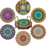 6pc/sets Diamond Painting Coasters Kits with Holder Mandala Diamond Art Kits For Adults Kids Home Decors