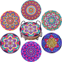 6pc/sets Diamond Painting Coasters Kits with Holder Mandala Diamond Art Kits For Adults Kids Home Decors