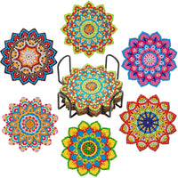 6pc/sets Diamond Painting Coasters Kits with Holder Mandala Diamond Art Kits For Adults Kids Home Decors