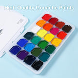 Gouache Paint Set, 24 Colors x 30ml Unique Jelly Cup Design in a Carrying Case, Gouache Opaque Watercolor Painting Perfect Art Supplies for Artists, Students, and Kids