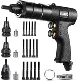 KIARUO Pneumatic Rivet Nut Gun M4,M5,M6 with Replacement Mandrels, RPM 1500 Industrial Grade Pull Rivnut Gun MODEI:LM08 Button Switch