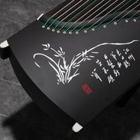 Professional Black Rosewood Guzheng (163cm) - Handcrafted with Yellow Sandalwood Inlay Carvings, Suitable for All Skill Levels, Includes Professional Tuner, Backpack, Additional Accessories