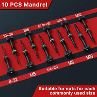 TOLRET Rivet Nut Tool Rivet Nut Kit, Rivnut Tool Kit with 10 Metric and SAE Mandrels, 100 Pcs Rivet Nuts Assortment Kit, Professional Ratchet Nutsert Tool Kit with Rugged Carrying Case, TR21