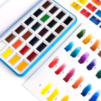 MeiLiang Watercolor Paint Set 36 Vivid Colors in Pocket Box with Metal Ring and Watercolor Brush Perfect for Students Kids Beginners and More