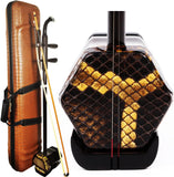 Professional Black Sandalwood Erhu - 2-String Chinese Violin Fiddle with Bow, 10-Grid Drum Skin, Learning DVD, Rosin, Cleaning Cloth, Bridge, and Hard Case Included