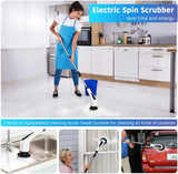 Arabest Electric Spin Scrubber, Electric Bathroom Cleaning Brush, Upgraded Version with 7 Replacement Brush Heads and Extension Handle, Suitable for Cleaning Walls, Floors, bathrooms, Kitchens, Cars