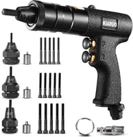 KIARUO Pneumatic Rivet Nut Gun M4,M5,M6 with Replacement Mandrels, RPM 1500 Industrial Grade Pull Rivnut Gun MODEI:LM08 Button Switch