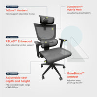 AOOKMIYA ErgoTune Supreme Ergonomic Office Chair - Adjustable Backrest Desk Chair, Lumbar Support, Headrest, 5D Armrests - High Back Breathable Durable Mesh Recline (Charcoal Black)