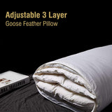 Adjustable Layer Pillow for Sleeping,Premium Goose Feather Pillow with 100% Cotton Zipper Cover,Queen Size
