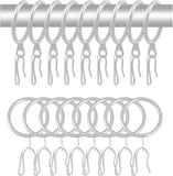 40 Pcs Metal Curtain Drapery Rings Curtain Rod Rings and 40 Pcs Metal Curtain Drapery Hooks Drapery Pins, 30 mm Internal Diameter Decorative Curtain Hanging Rings for Curtain & Rods (Green Bronze)