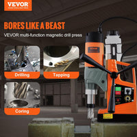 VEVOR Magnetic Drill, 1450W 2" Boring Diameter, 12800N Portable Electric Mag Drill Press, with Variable Speed, 800 RPM Drilling Machine for Any Surface Home Improvement Industry Railway