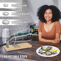 Oyster Shucker Clam Opener Machine Adjustable Oyster Shucker Machine Oyster Shucker Tool Set Including Knives, Glove, Seafood Tools for Hotel Family Buffet