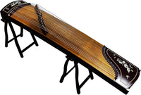 Professional Black Rosewood Guzheng (163cm) - Handcrafted with Yellow Sandalwood Inlay Carvings, Suitable for All Skill Levels, Includes Professional Tuner, Backpack, Additional Accessories