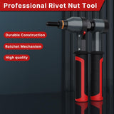 TOLRET Rivet Nut Tool Rivet Nut Kit, Rivnut Tool Kit with 10 Metric and SAE Mandrels, 100 Pcs Rivet Nuts Assortment Kit, Professional Ratchet Nutsert Tool Kit with Rugged Carrying Case, TR21