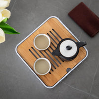 AOOKMIYA HEER Bamboo Kung Fu Tea Tray Table Serving Tray Chinese Style Water Storage (Small Tea Tray)