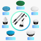 Arabest Electric Spin Scrubber, Electric Bathroom Cleaning Brush, Upgraded Version with 7 Replacement Brush Heads and Extension Handle, Suitable for Cleaning Walls, Floors, bathrooms, Kitchens, Cars