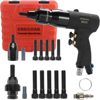 EROSHAK Pneumatic Rivet Nut Gun (10-24 & 1/4 & 5/16 & 3/8) Air Rivet Nut Pull Setter Tool with 4 Size Quick-Change Nose-Piece Assembly, 5pcs Mandrels Included with Each Size…